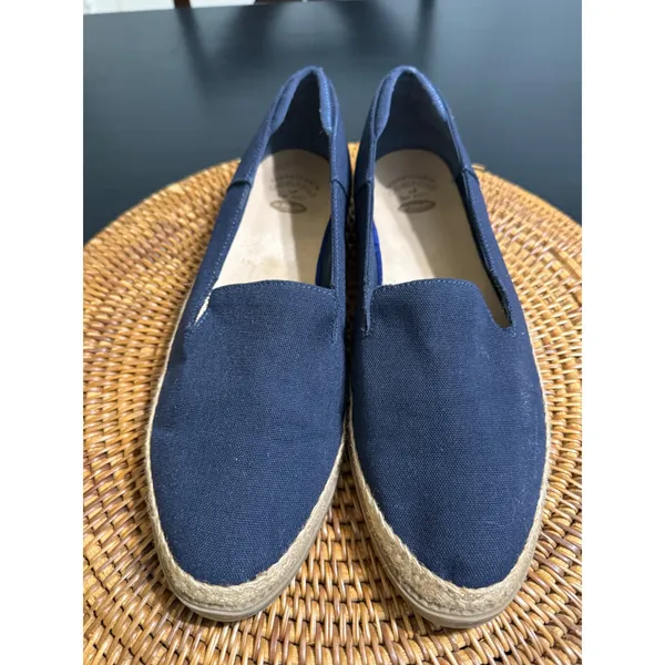Dr. Scholls Sustainable Comfort‎ Navy Canvas Espadrille Loafers Wedge Slip On - Image 2