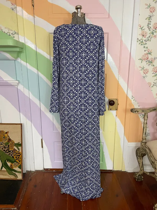Lulus Mandala Daydream Side Slit Blue Maxi Dress Sz M 💚🎀 - Image 6