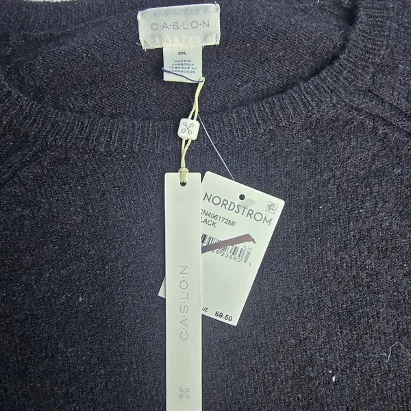 Caslon NWT Nordstrom Womens XXL Black Crewneck Raglan Sleeve‎ Knit Sweater - Image 2