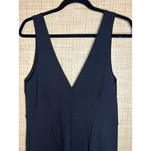 Abercrombie & Fitch Black V-Neck Midi Dress Large Tulip Hem Sleeveless Cocktail - Image 7
