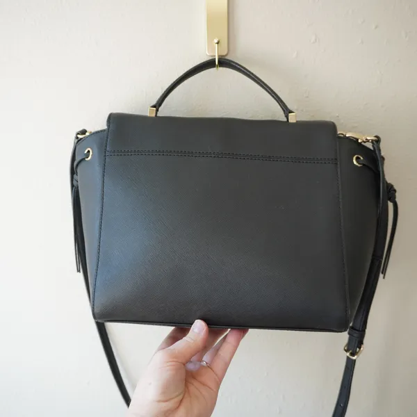 Kate Spade New York Black Saffiano Leather Crossbody Satchel Bag Classic - Image 6