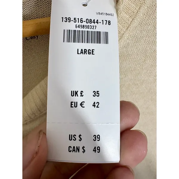 NWT Abercrombie & Fitch Soft AF Cozy Tan Knit Henley Pullover Sweater Size Large - Image 6