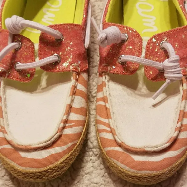 NWOT Sam Edelman zebra print pink slip on loafer RARE canvas boat shoes sz 7 - Image 4