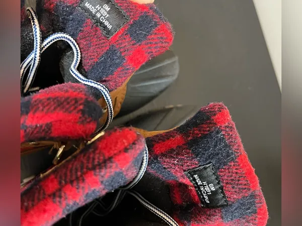 J. Crew‎ Perfect Winter Leather Red Plaid Flannel Winter Duck Boots H1891 Size 8 - Image 10