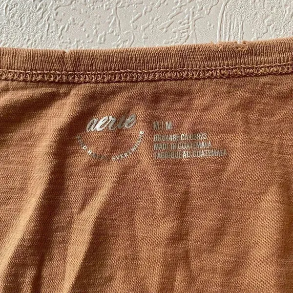 Aerie Oversized V Neck Tee Medium Brown Casual Basic Minimalist - Image 4