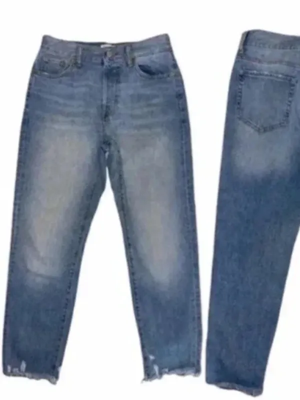 Women's Raw Hem Ankle Straight Leg Jeans Blue Size 27 - Image 2