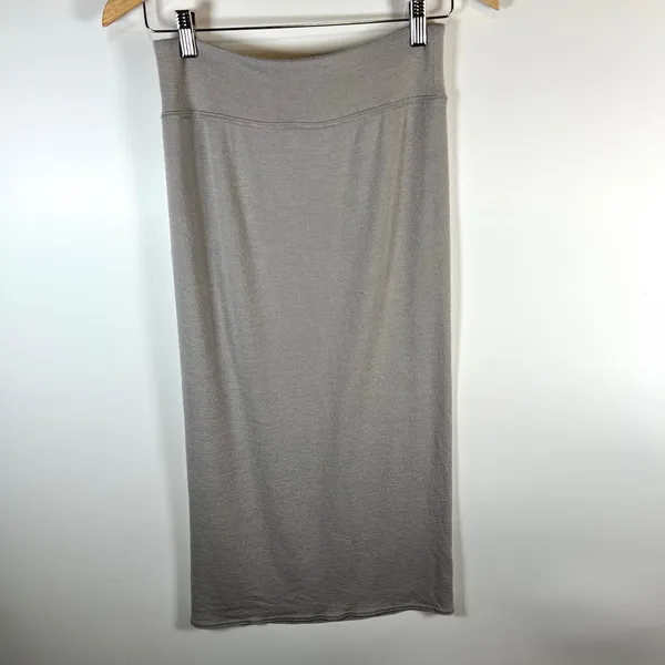 Wilfred Free Gray Ribbed Knit Midi Skirt Side Slit women' Size Small chic sexy‎ - Image 6