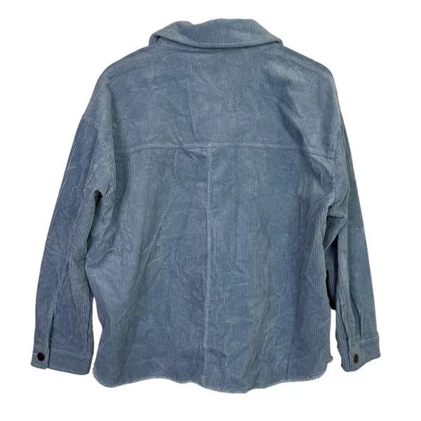 Zara Oversized Long Sleeve Corduroy Shacket Raw Hem Button Down Jacket M Blue - Image 5