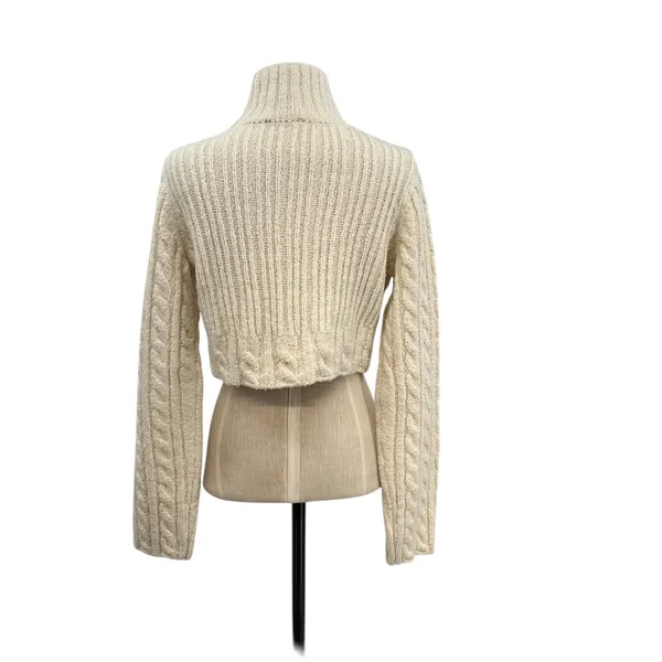 & Other Stories Cable Knit Sweater‎ Cropped Wool Blend Cream Ivory Size Small - Image 8