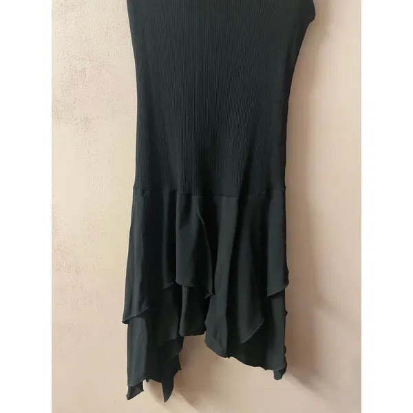 Zara Black Ribbed Bodice Asymmetrical Tiered Flowy Skirt Mini Dress Size M NWT - Image 9