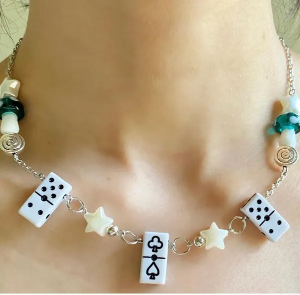 y2k Kawaii funky fairy mushroom & mix beads unique necklace🎲⭐️🍄⭐️🌀 - Image 2