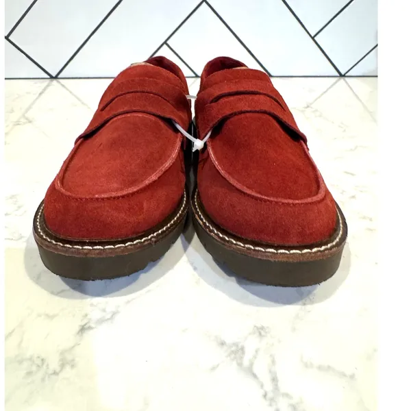 Anne Klein Emmylou Lug Sole Loafers suede maroon size 7 office everyday casual - Image 3