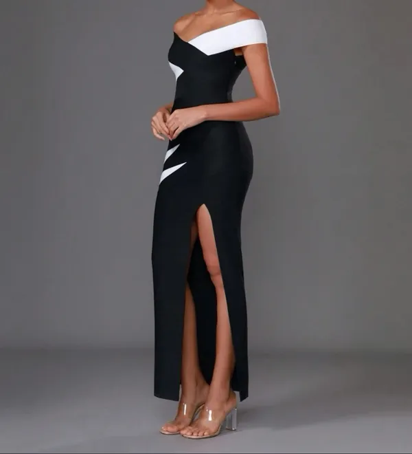 Boutique Black Off-The-Shoulder Maxi Prom/Formal Dress - Image 2