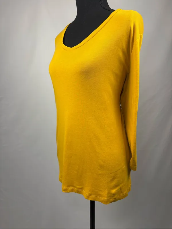 Scoop Neck Long Sleeve Top Mustard Yellow - Image 2