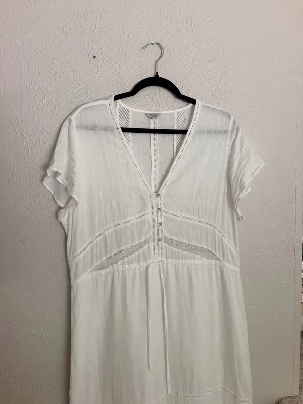 Rails white flowy tiered short sleeve cotton midi dress L. - Image 7