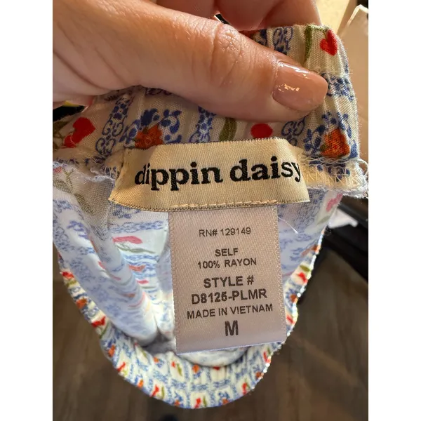Dippin Daisy Women Floral Tile Print Wide Leg Lounge Pants Blue White Red Size M - Image 3