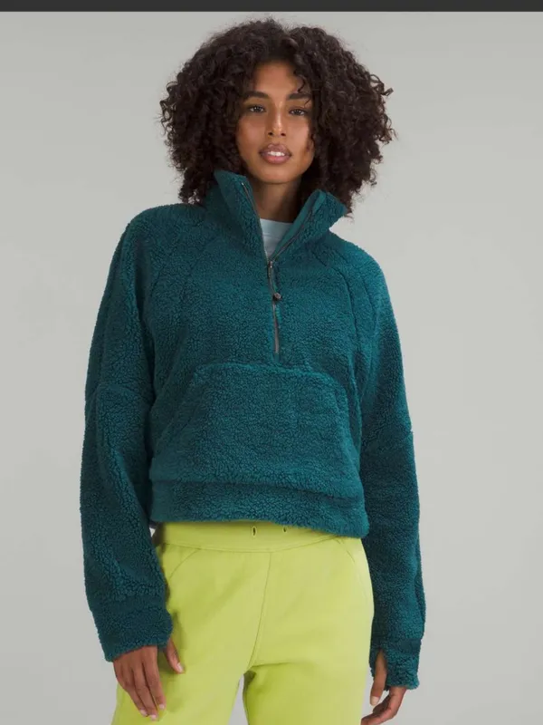 lululemon Scuba Oversized Cropped Fleece Funnel Neck jacket sz XS/S - Image 6