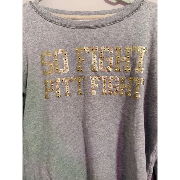 PINK Victoria's Secret Sweatshirt Panthers‎ Graphic Sequins Gray Small - Image 2
