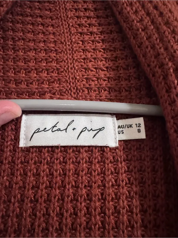 Petal & Pup Long Open-Front Cardigan - Rust Brown - Image 2