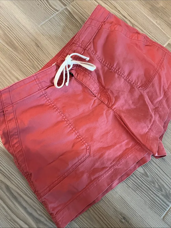 LOFT Cotton Cargo Utility Drawstring Shorts (Sz 14) Clay Salmon Coral - Image 4