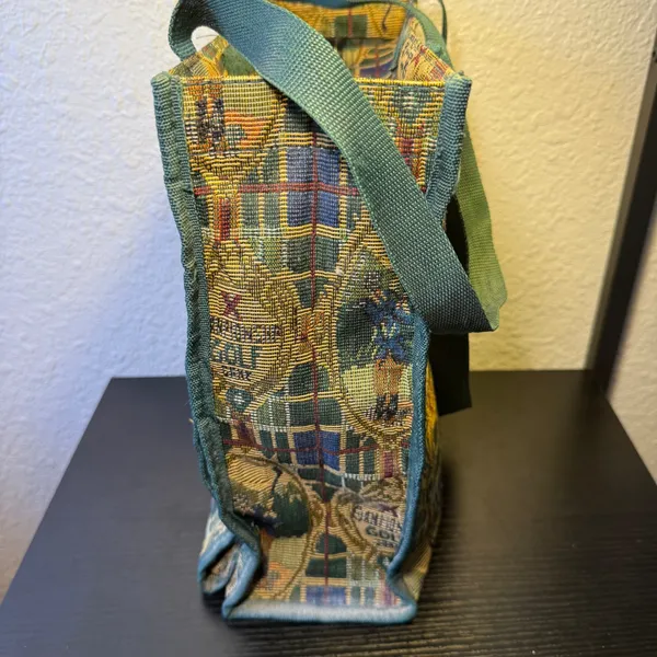 VTG 90s‎ Tapestry Golf Tournament Tote Bag & Coin Purse Pouch Plaid Large Purse - Image 6