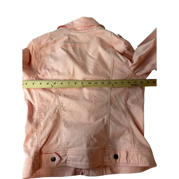 Sanctuary Motto Coral Pink Denim Jacket Size L - Image 6