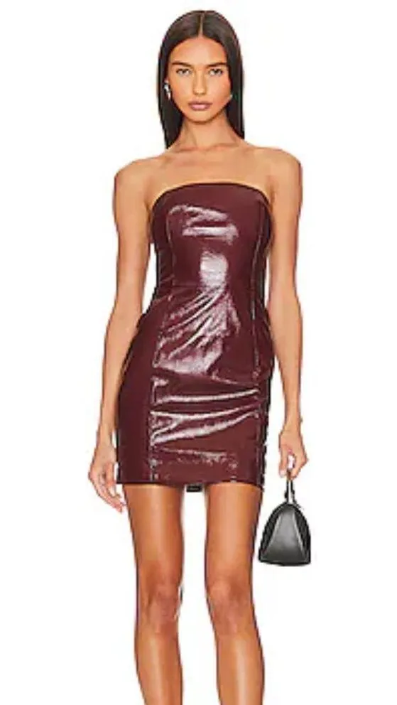 AMTIOUS burgundy leather strap dress 🌷 - Image 3