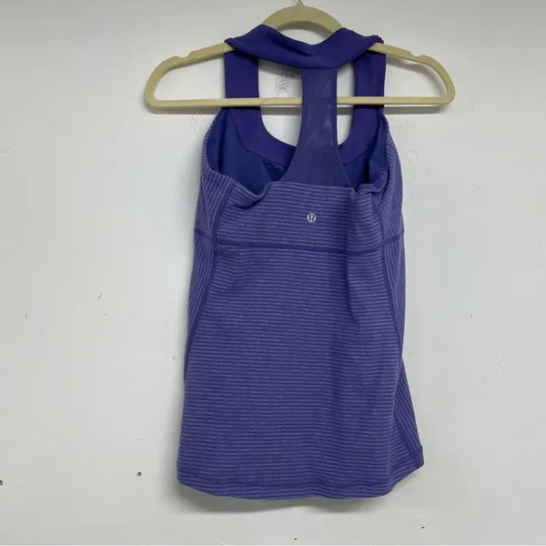 Lululemon Purple Striped T Back Tank Top Womens 8 Athletic Gorpcore Shirt Gym - Image 6