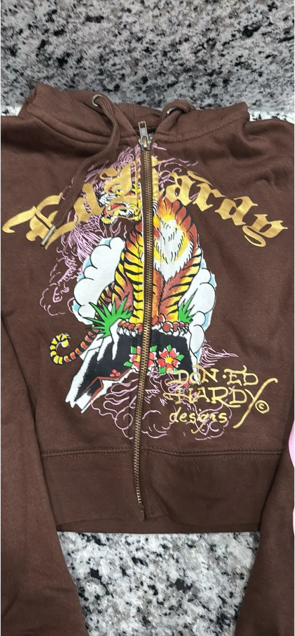 Ed Hardy Cropped Hoodie Retro Tiger - Image 3
