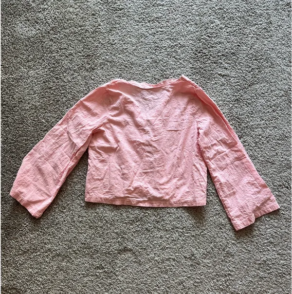 Tie Front Long Sleeve Pink Size M - Image 2