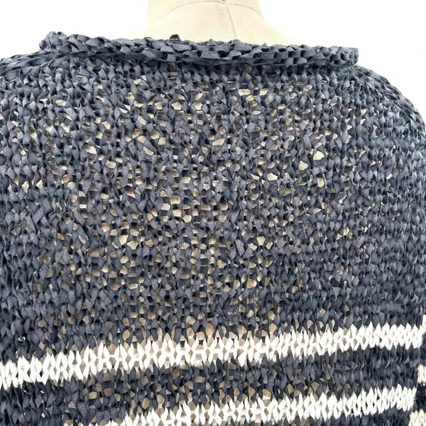 T by Alexander Wang‎ Sweater Knit Top Cropped Striped Crewneck Gray Size Medium - Image 8