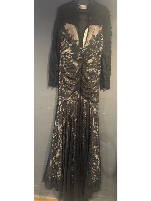 NWT Women L 8 10 Black Lace Mermaid Maxi Gown Gothic Formal Evening SHEIN Belle - Image 8