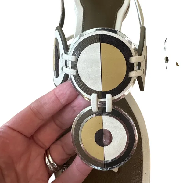 Tory Burch Marquetry Disk Sandal Cream Toasted Sesame‎ 9.5 - Image 8