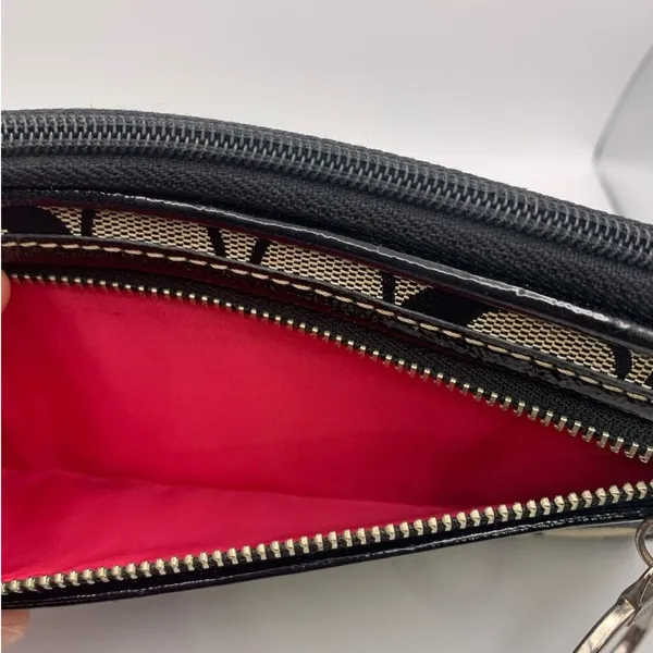 COACH Black Signature Canvas Wristlet Wallet - Image 6