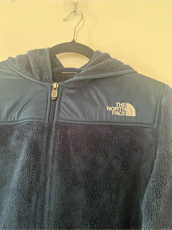 The North Face Blue Hooded Fleece Jacket Womens Large Fuzzy Plush Full Zip - Image 2
