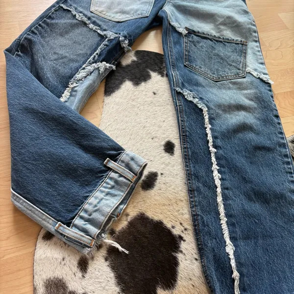 REVICE Matchmaker Love at First Sight Jeans Size 25 Patchwork High Rise Blue‎ - Image 8