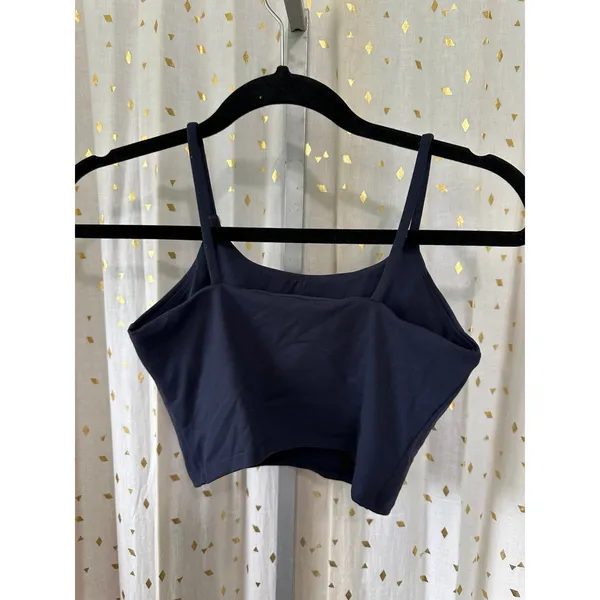 Unbranded Women's Navy Built In Unpadded Bra Stretch Crop Tank Top M - Image 3