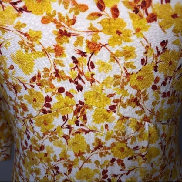 Wedding Guest Dress Size M Organic Cotton Amour Vert Yellow Floral Midi Cottage - Image 4