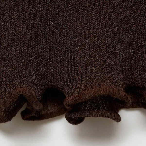 Mango MNG - Brown semi sheer fine knit ruffle trim mini dress - Image 6