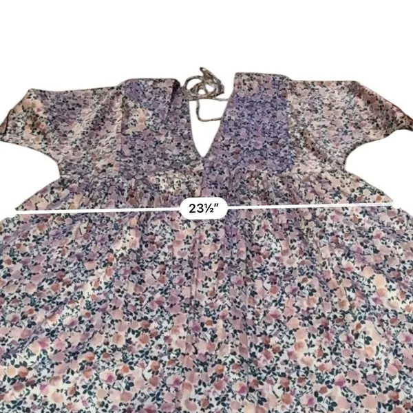 Lulus‎ Floral Babydoll Mini Dress Womens S Pink V Neck Open Back Boho Cottage - Image 10