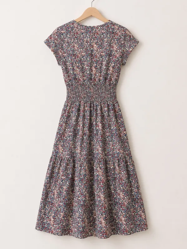 Nation Ltd. Boho Ditzy Floral 100% Pima Cotton Smocked Waist Maxi Dress Size XS - Image 5
