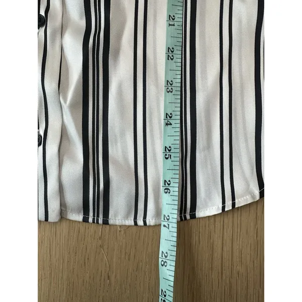 NWT Zara Women Striped Silky Button Down Shirt Long Sleeve Size Large 2498 - Image 3