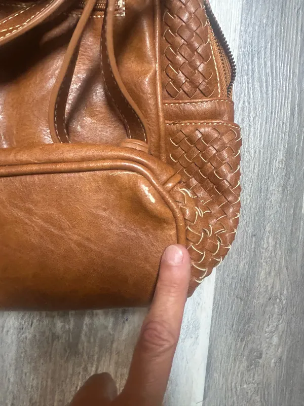 Shomico Certainly Chic Faux Leather Woven Backpack Chestnut See Pic For Flaw - Image 8