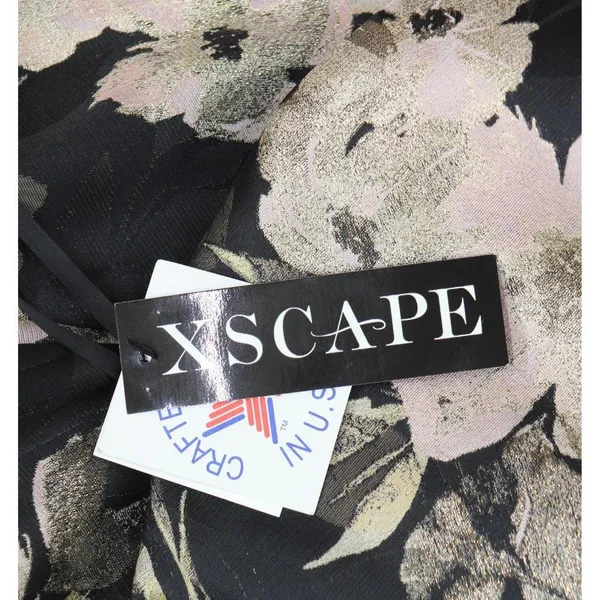 XSCAPE Womens Metallic Jacquard Off-The-Shoulder Gown 6941X Black Rose Multi 4 - Image 3