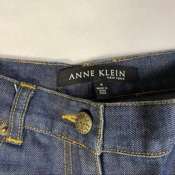 Anne‎ Klein Vintage Embroider Trim High Waist Split Hem Straight Jean - Image 2