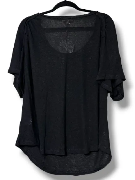 Umgee size large black scoop neck linen slouchy tee sheer lightweight new casual - Image 2