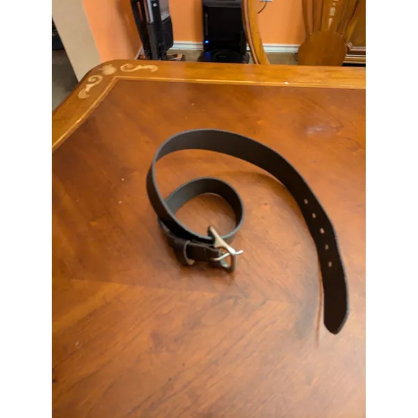 Levi's Signature Brown Leather Belt Silver Buckle Size 34/85 - Image 7