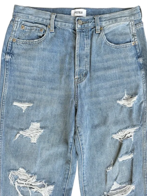 EUC Pistola Relaxed Fit Distressed Straight Leg Jeans Size 27 - Image 2