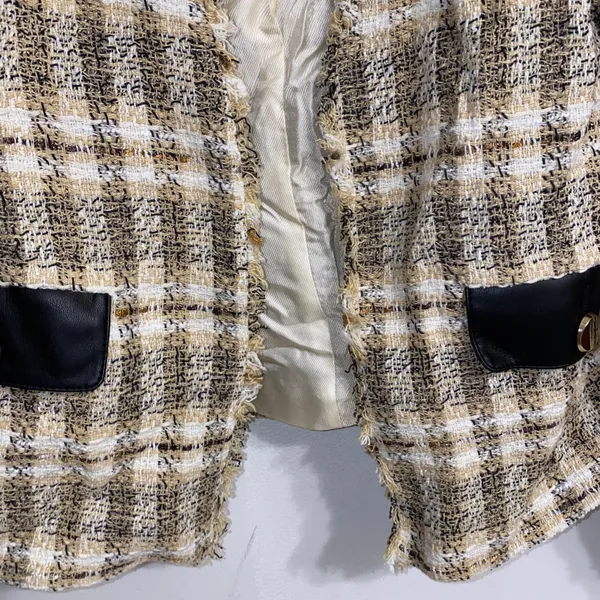 Zara NWT Frayed V Neck Tweed Blazer 2505/169 - Image 9
