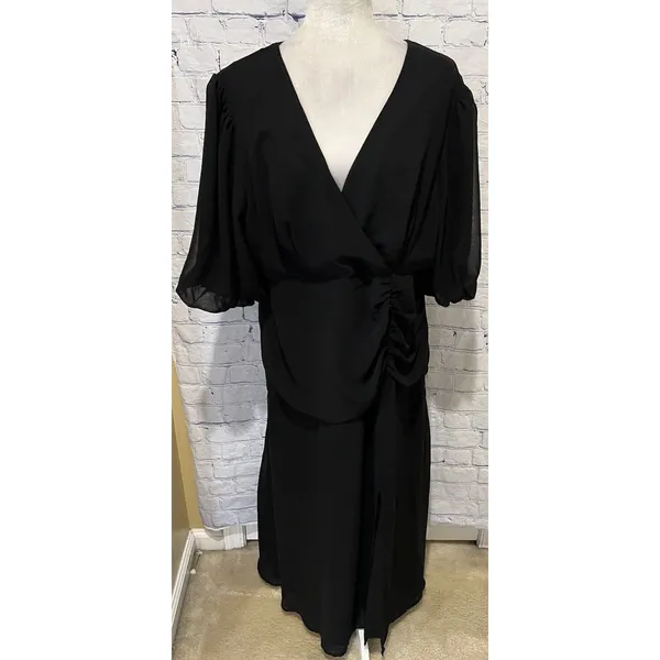 Chelsea28 Forget Me Not Gathered Waist Black Short Sleeve Dress Size XXL - Image 2